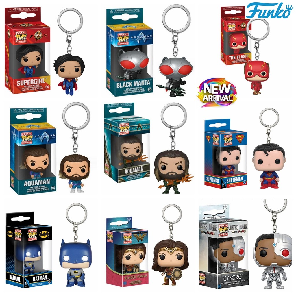FUNKO Pop New Justice League Aquaman 2 Flash Wonder Women Batman Superman Super Girl Pocket Pop Keyc