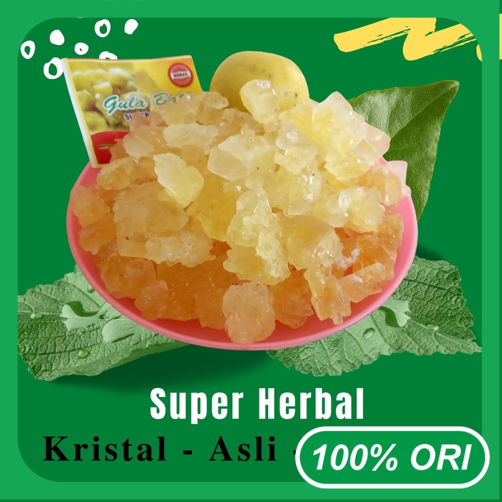 Gula Batu Pecahan Kecil 1kg Asli Kristal Kuning Super Herbal Sugar Potongan Small Size jogja Cirebon