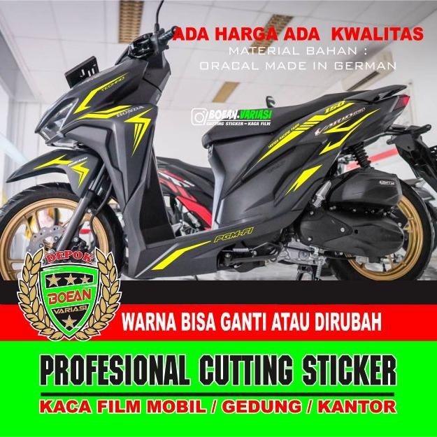 Cutting Sticker Vario 150 New Hitam Putih Merah Biru