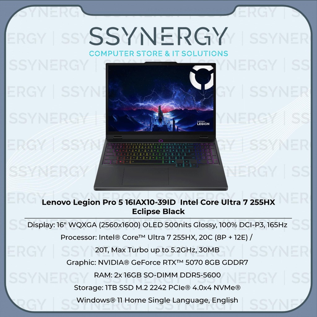 Lenovo Legion Pro 5i 16IAX10  39ID  Core Ultra 7 255HX 32GB 1TB W11