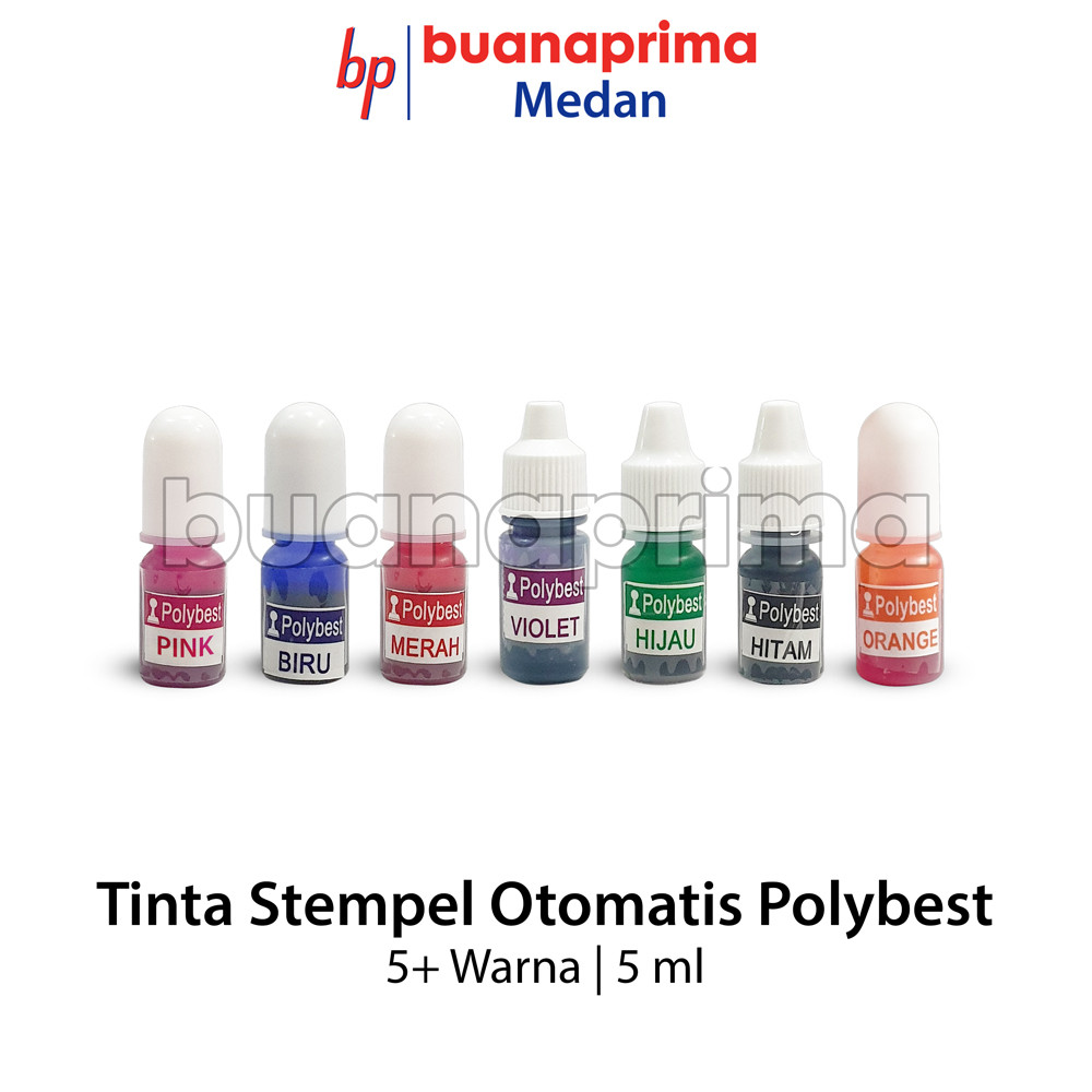 

Tinta STEMPEL OTOMATIS POLYBEST 5 ml Violet Biru Hitam Merah Hijau Orange Pink