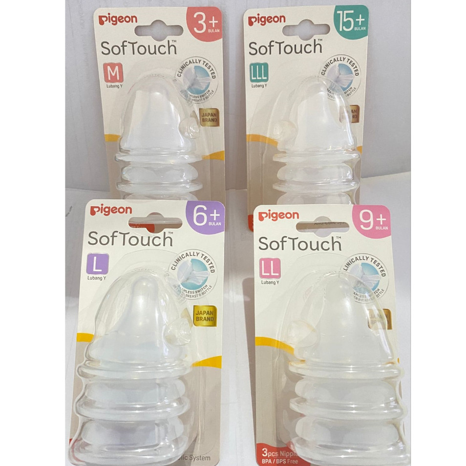TINYHUGS Pigeon Softouch Plus Nipple Isi 3 Pcs -  Silicone Dot Bayi Pigeon Isi 3