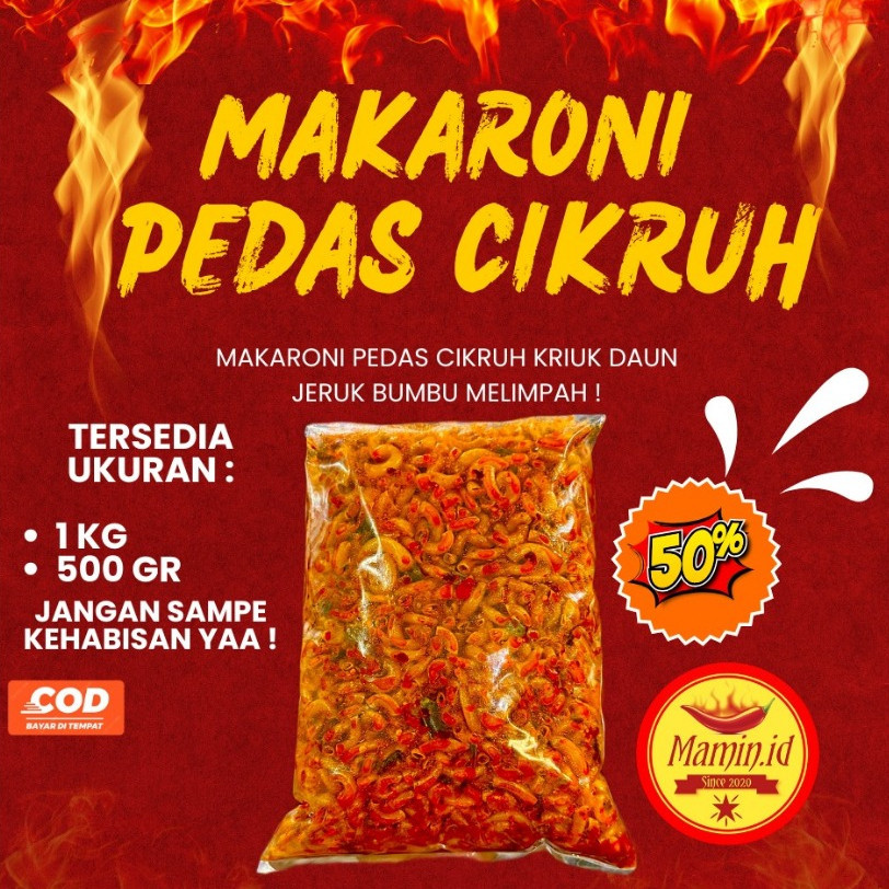 

MAKARONI PEDAS DAUN JERUK 500GR MAKARONI MAMIN.ID