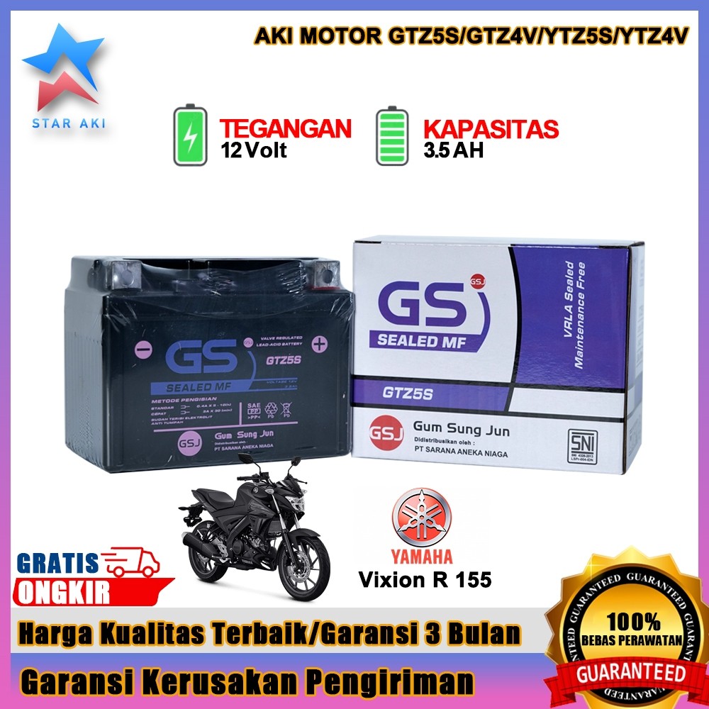 Aki Motor GTZ5S Yamaha Vixion Aki Kering Accu Kering MF