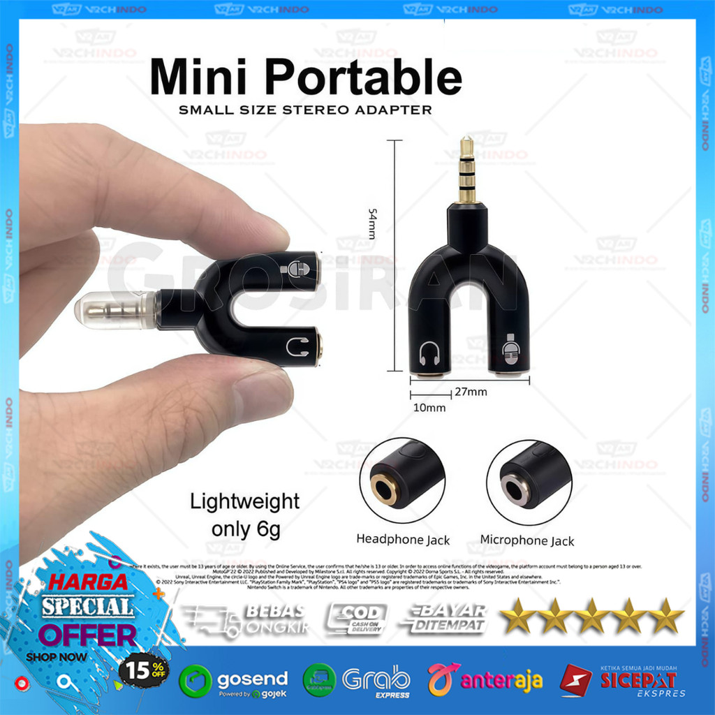 Konektor Jack Y 3.5mm / AUX Splitter Audio Headset & Microphone 