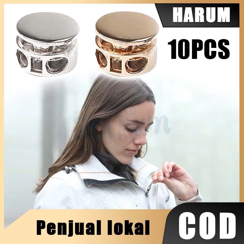 10pcs Stopper Tali Hoodie Jawa Stopper Alloy 14mm Stoper Knop Bulat Adjuster Tali Tas End Stoppe Uju