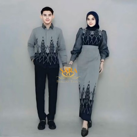 Baju Batik Tenun Couple Setelan Pasangan Kemeja Pria Gamis Wanita Kondangan Lebaran Terbaru Modern