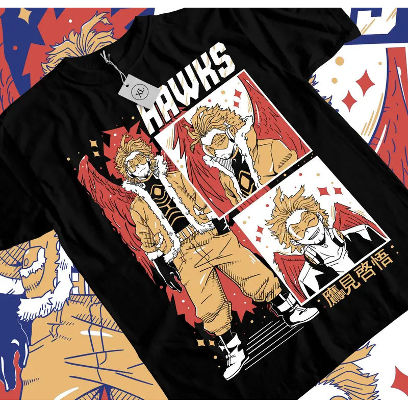 Harajuku Hip Hop Kaos anime My Hero Academia Wing Hero Hawks Keigo Takami manga semua ukuran Kasual 