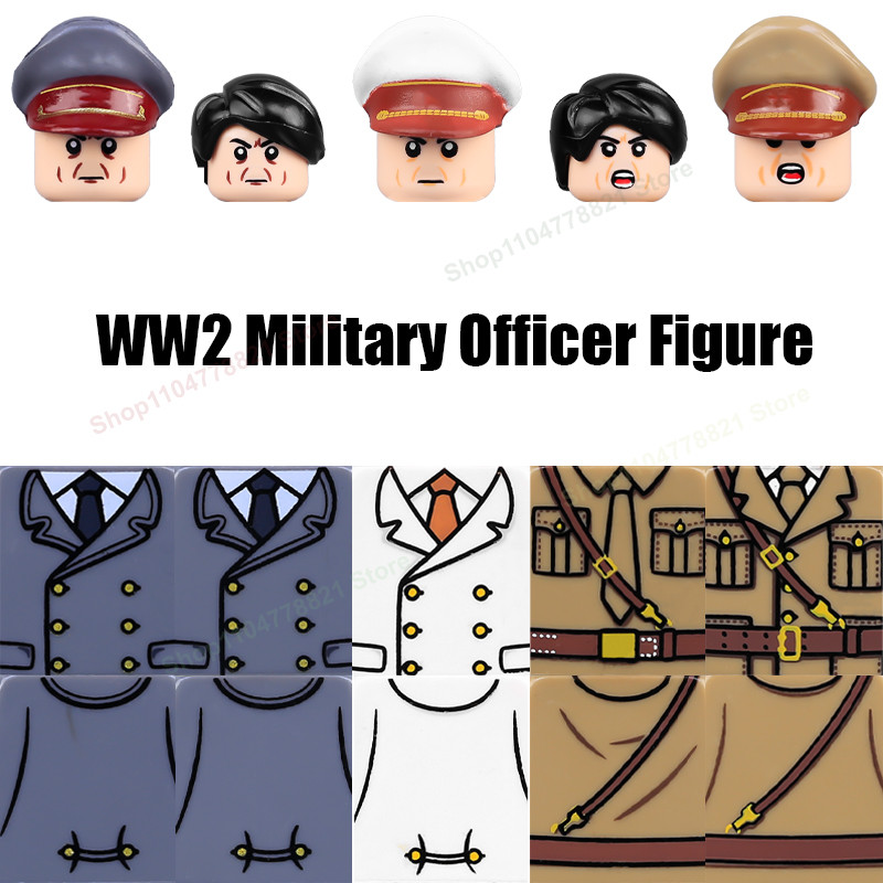 WW2 Historical Leader Army Figure Buig Blocks Soler Hair Hat Accessories Classic Germany Military Of