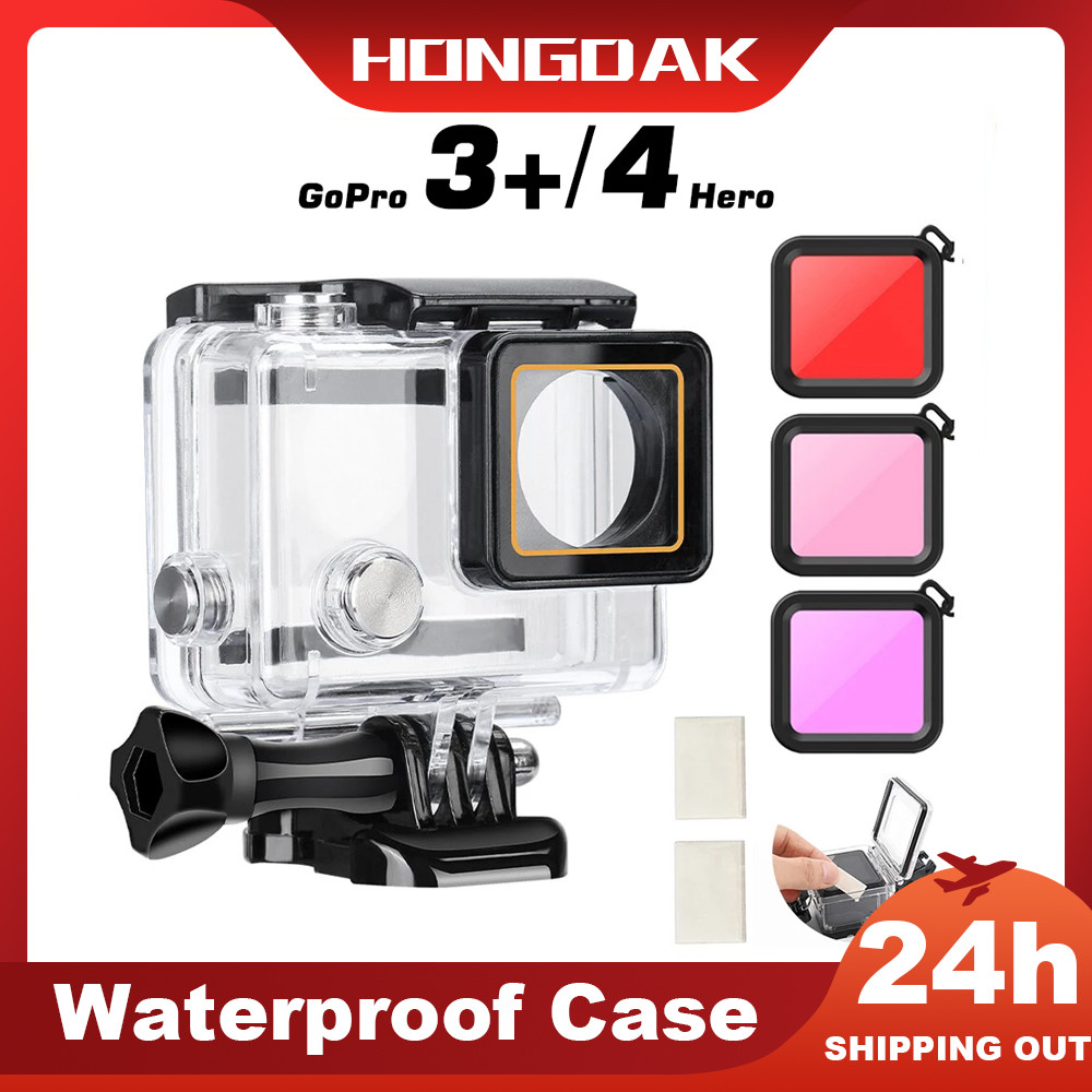 For GoPro Hero4 3+ Waterproof Case ving Underwater Housing Protector Cover For Go Pro4 3+ GoPro4 Cas