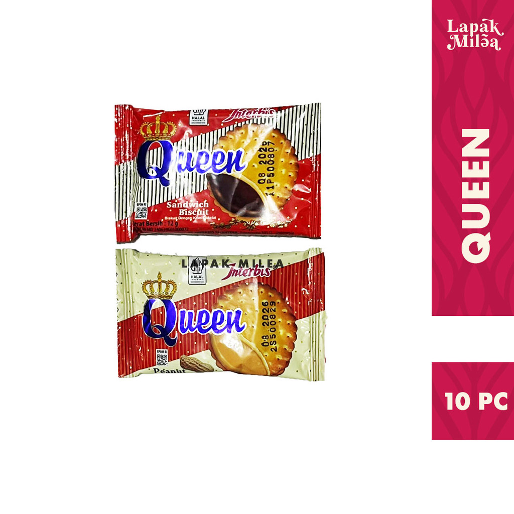 Biskuit Sandwich Jadul Queen rasa Coklat Kacang Isi 10 pc