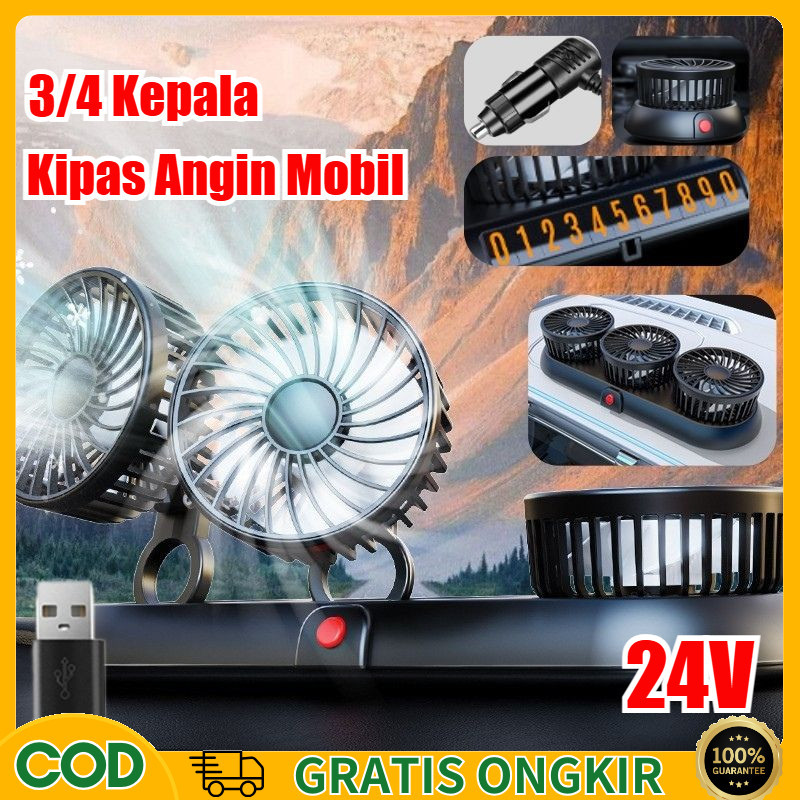 【COD】Kipas Mobil 24 Volt / Kipas Angin Mobil / Car Fan/Kipas Angin Portable Mobil Gantung/ Kipas Das