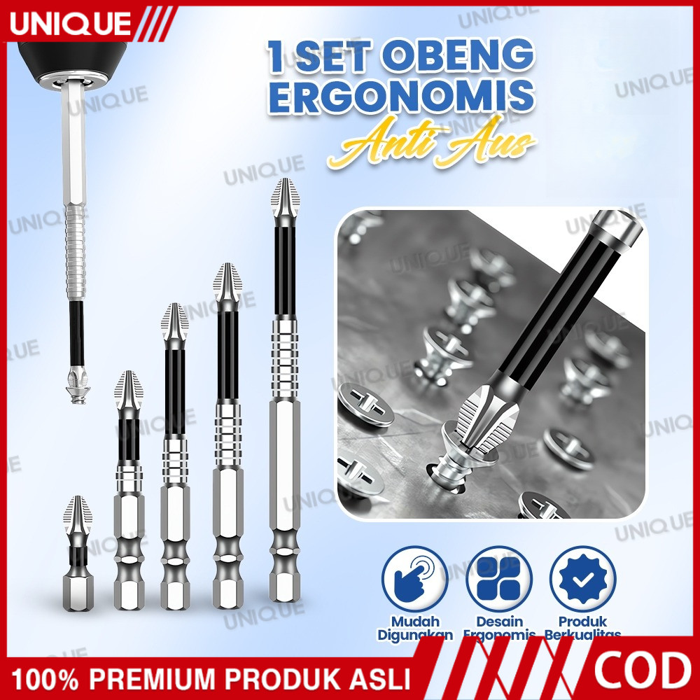 UNIQUE Kepala Mata Obeng Phillips Bit Screwdriver Bit Set 5in1 Head Carbide Tipped