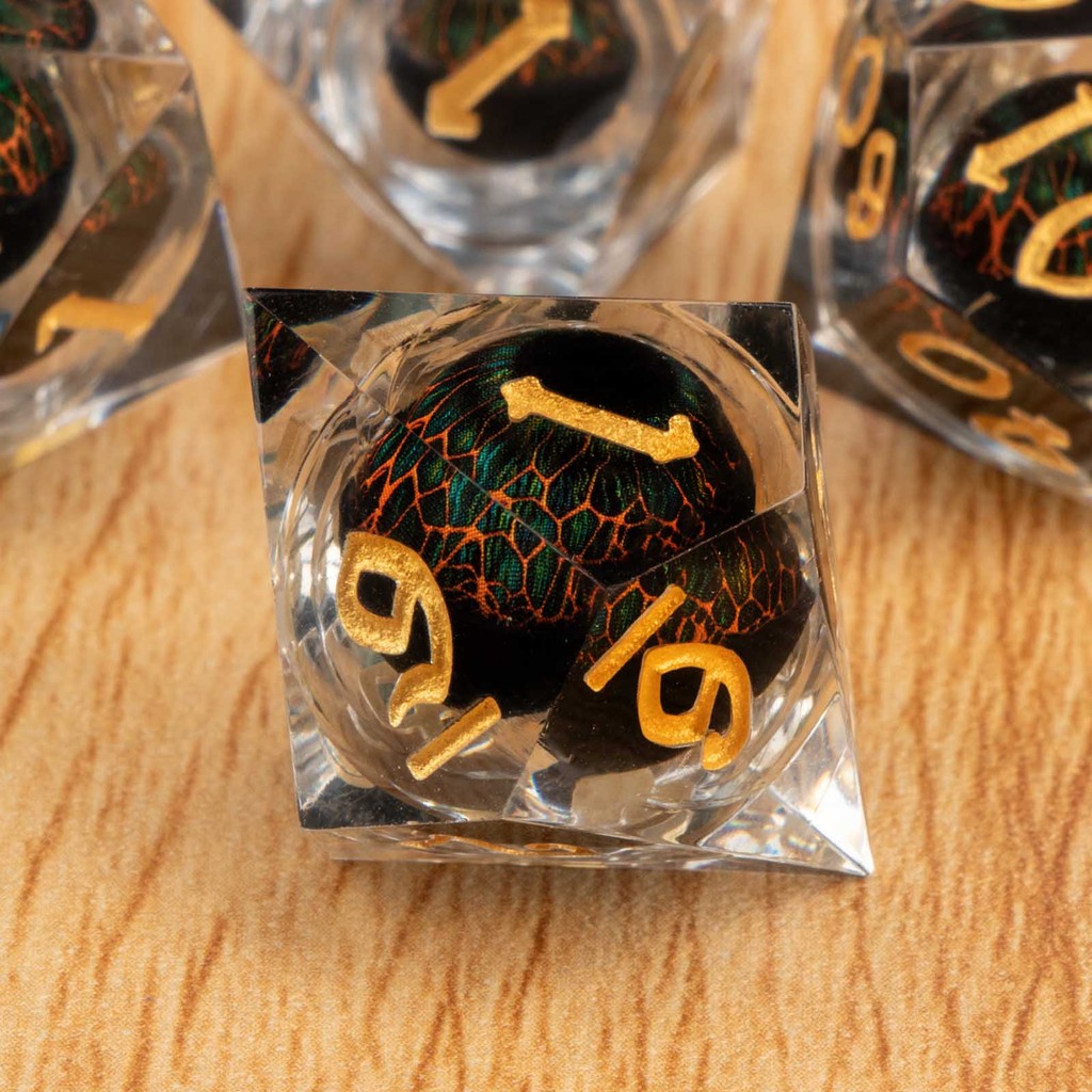 D&D D and D Flowing Sand Sharp Edge Dragon Resin Polyhedral ce Set For RPG Role Playing Dungeon and 