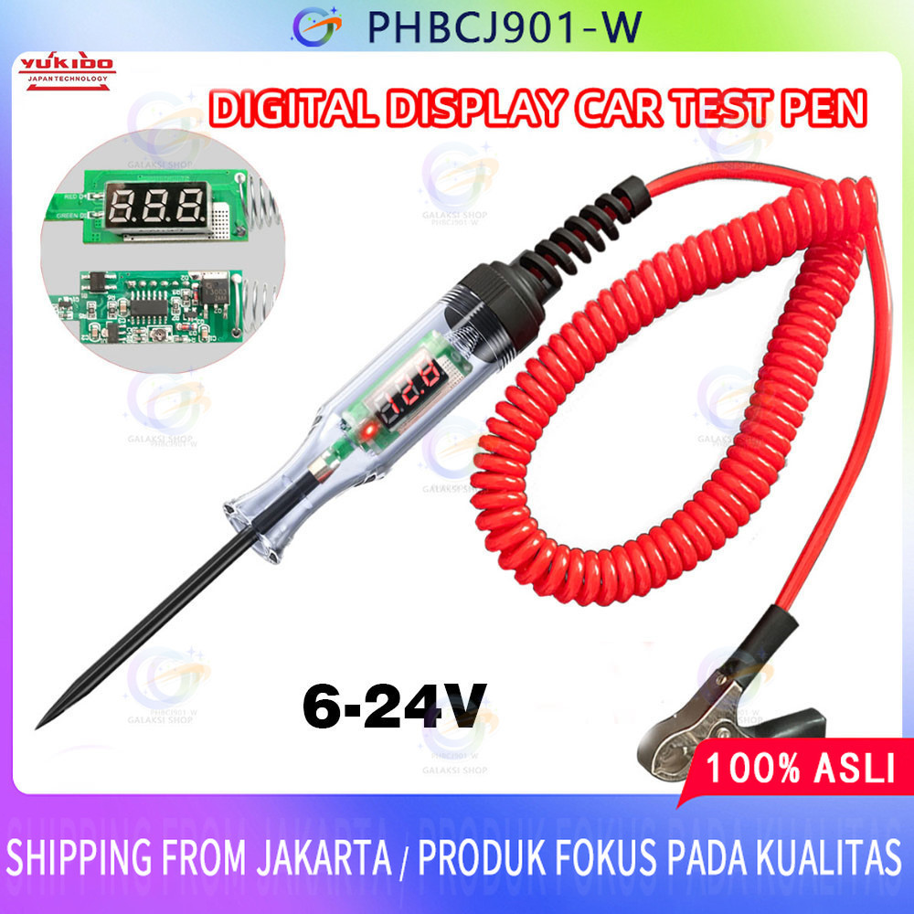Tespen Digital DC Tester Testpen Kelistrikan Listrik Mobil Motor  6-24V 2.8m Tespen Listrik/tespen D