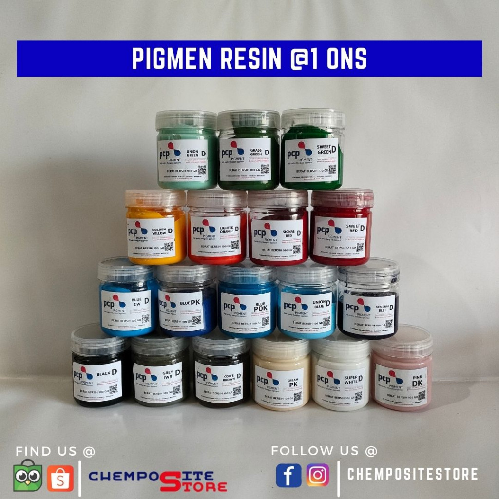 pewarna resin fiberglass - pigment pewarna resin bening - cat RESIN fiberglass 100 gr
