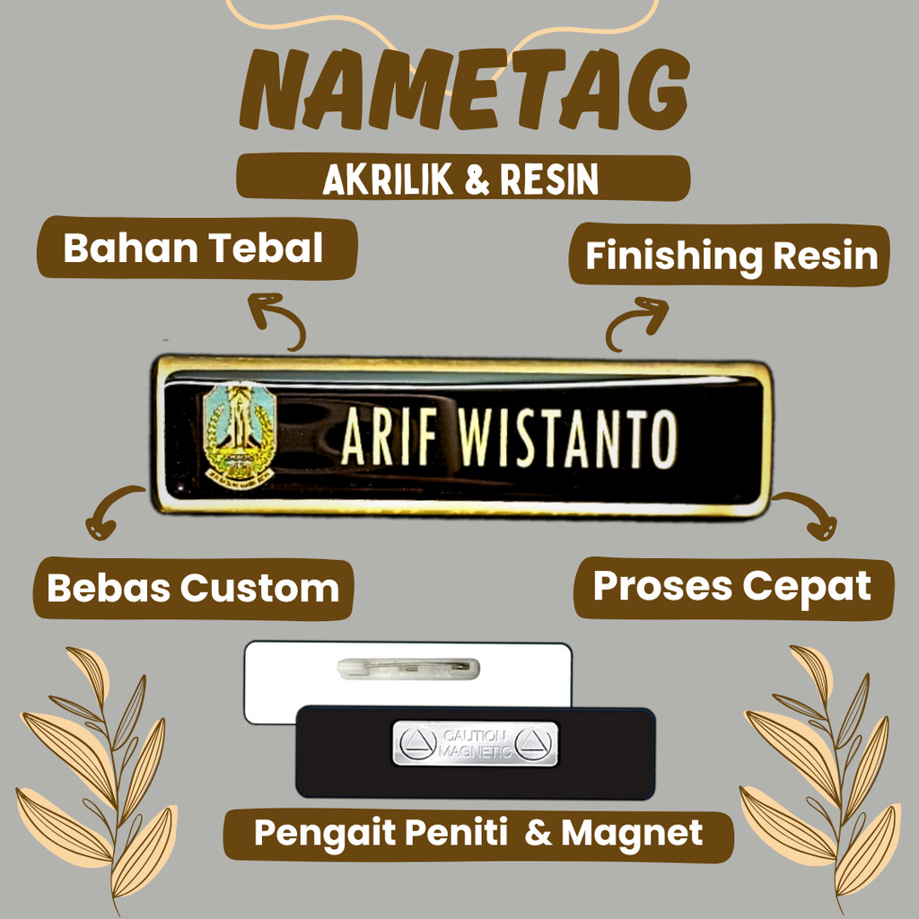 Nama Dada Plus Pin Korpri Nama Dada Kuningan Pin Korpri