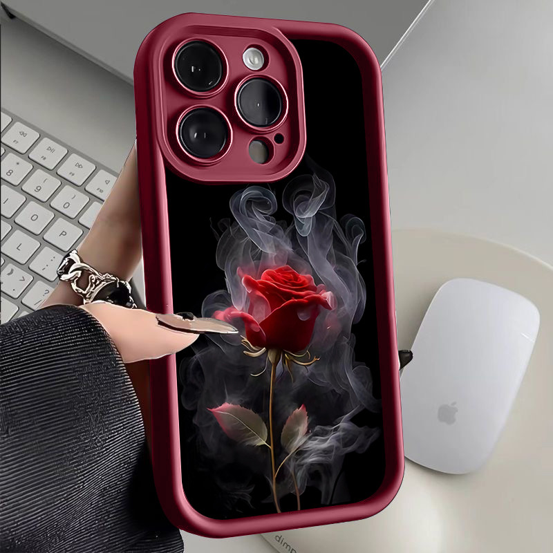 Merokok mawar untuk case xiaomi redmi 14c 13c 13 12 12c 10 10a 10c 9 9a 9t 9c 12 redmi note 8 9 10 1