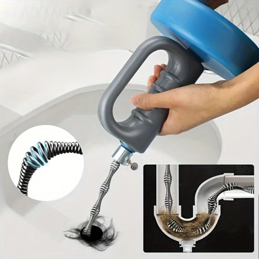 Handheld Sewer Pipe Plunger Dredge Extendable Professional Clogged Remover Sturdy Snake Spring Pipe 
