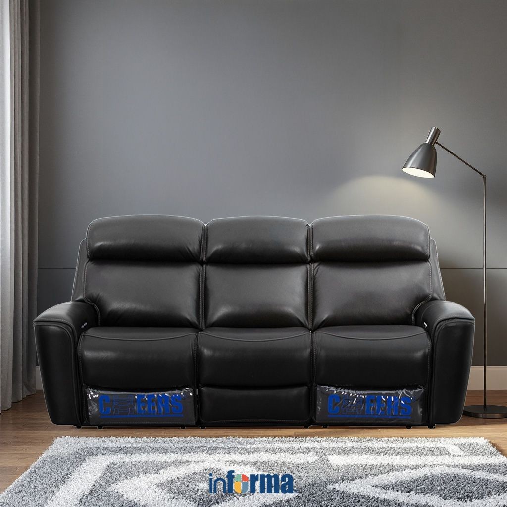 Informa Cheers Marcelo Sofa Recliner 3 Seater - Hitam Tempat Duduk Rebahan Sofa Santai Ruang Tamu Re