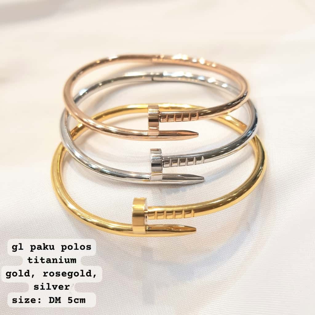 DEUX - Gelang Paku  Polos Titanium