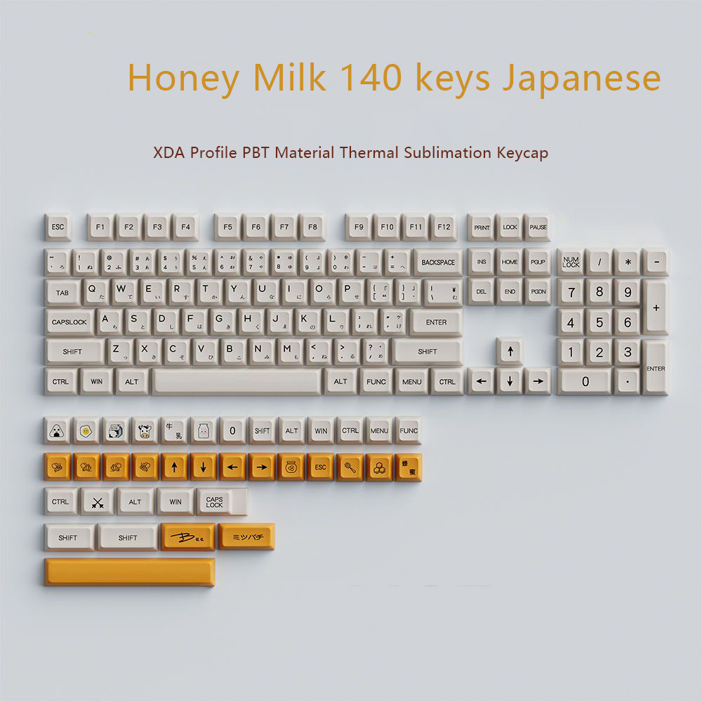 140 Keys Honey Milk Korean Keycaps PBT Dye Sublimation XDA Profile Keycaps for erry MX Swit Y Layout