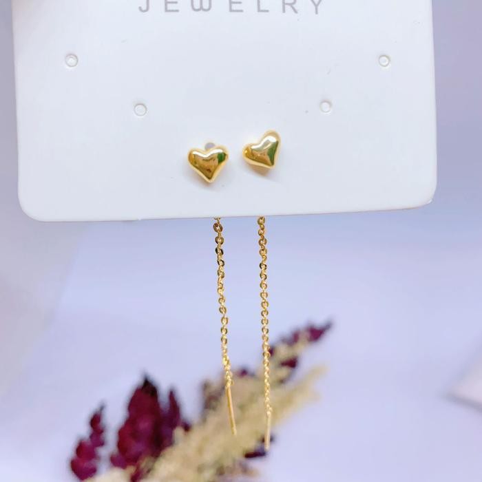 Anting Rumbai Panjang Wanita Xuping Fashion Korean Gold           Motif Love