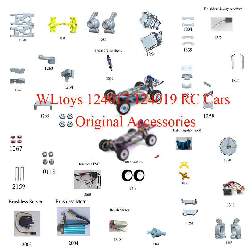 WLtoys 124017 124019 RC Cars Original Spare Parts Swing Arm C Seat Bottom Motor fferential Gearbox S