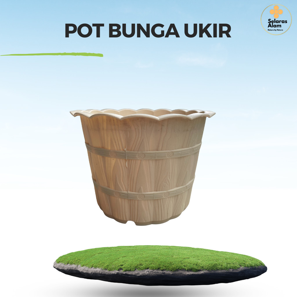 POT BUNGA MOTIF  KAYU