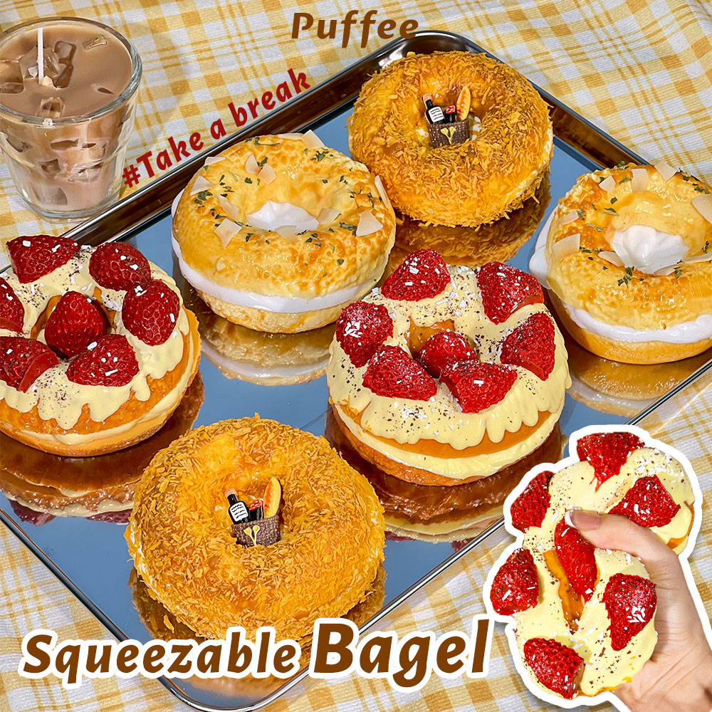 Bagel Food-grade Silicone Squishy, Creamy Soft Adhesive Toy, Taba Squishy, Happy Game Pinching Bread