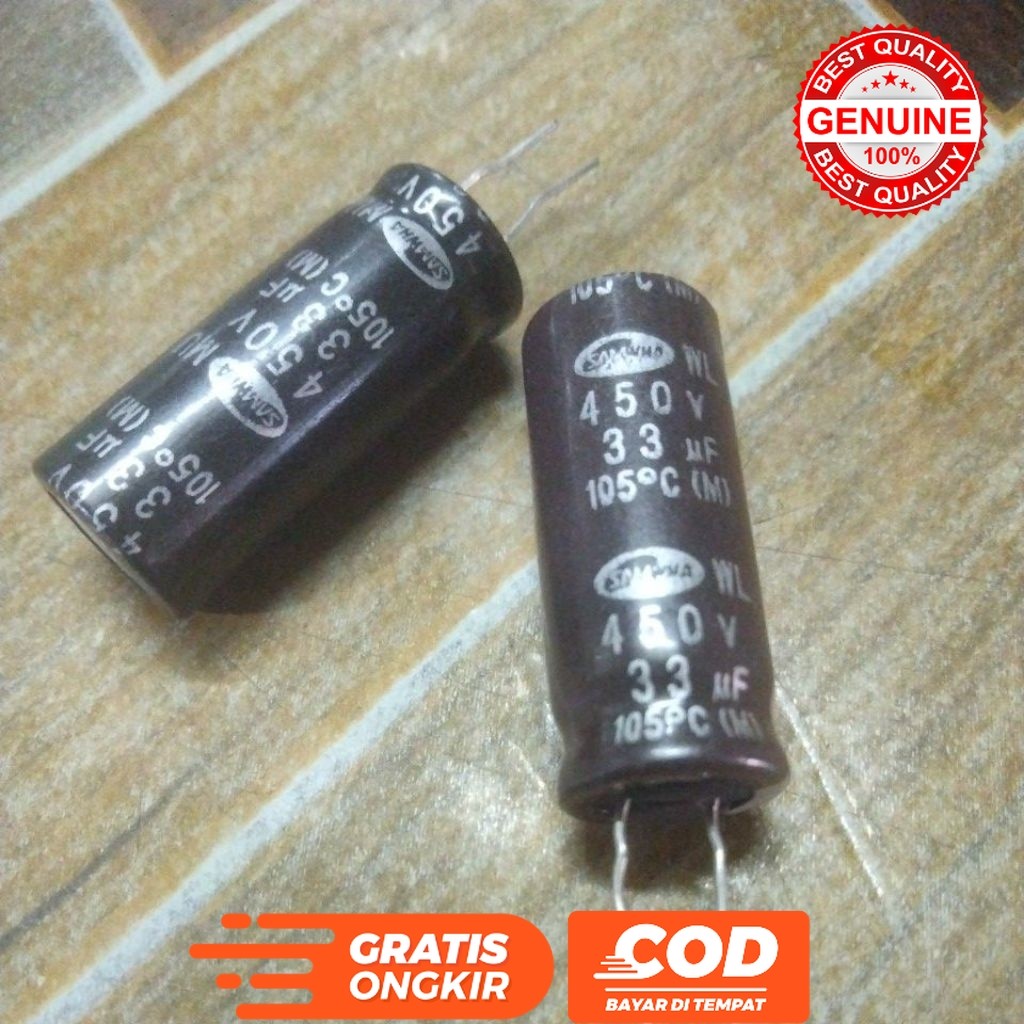 KAPASITOR ELCO 33UF 450V ELKO 33 UF 450 VOLT SAMWA