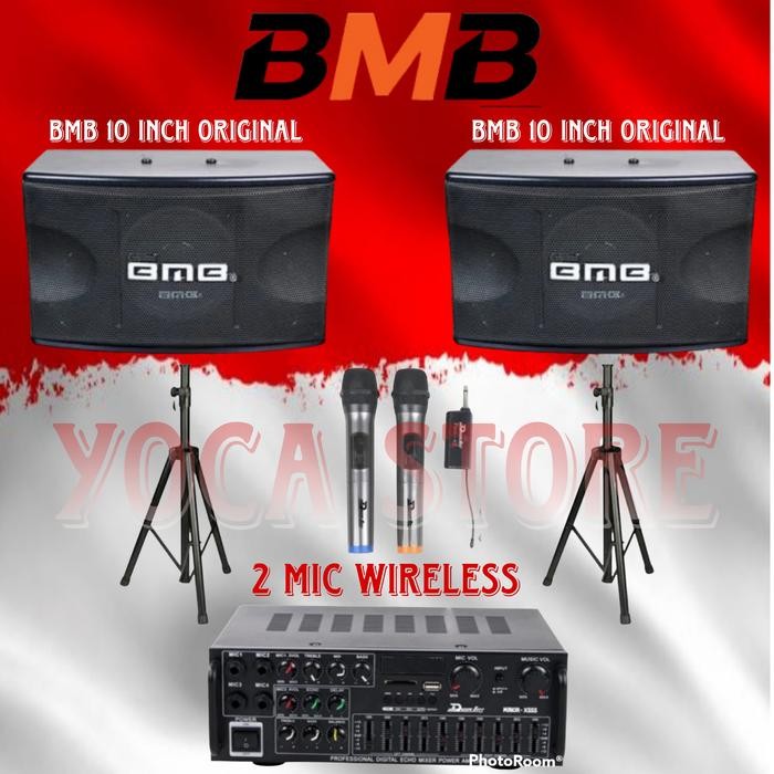 Paket Sound System Karaoke Speaker BMB 10 Inch Ampli Bluetooth USB