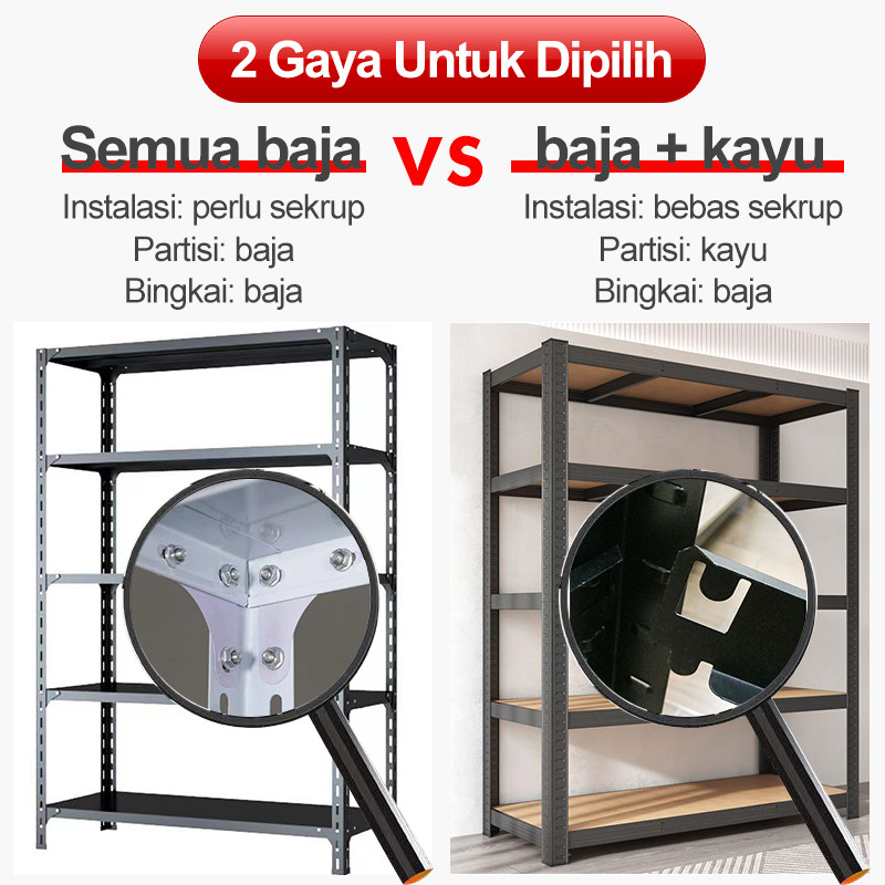ARFSHOP Rak besi siku 5/6 susun rak bensin Rak Gudang Rak supermarket rak dapur Rak besi serbaguna R