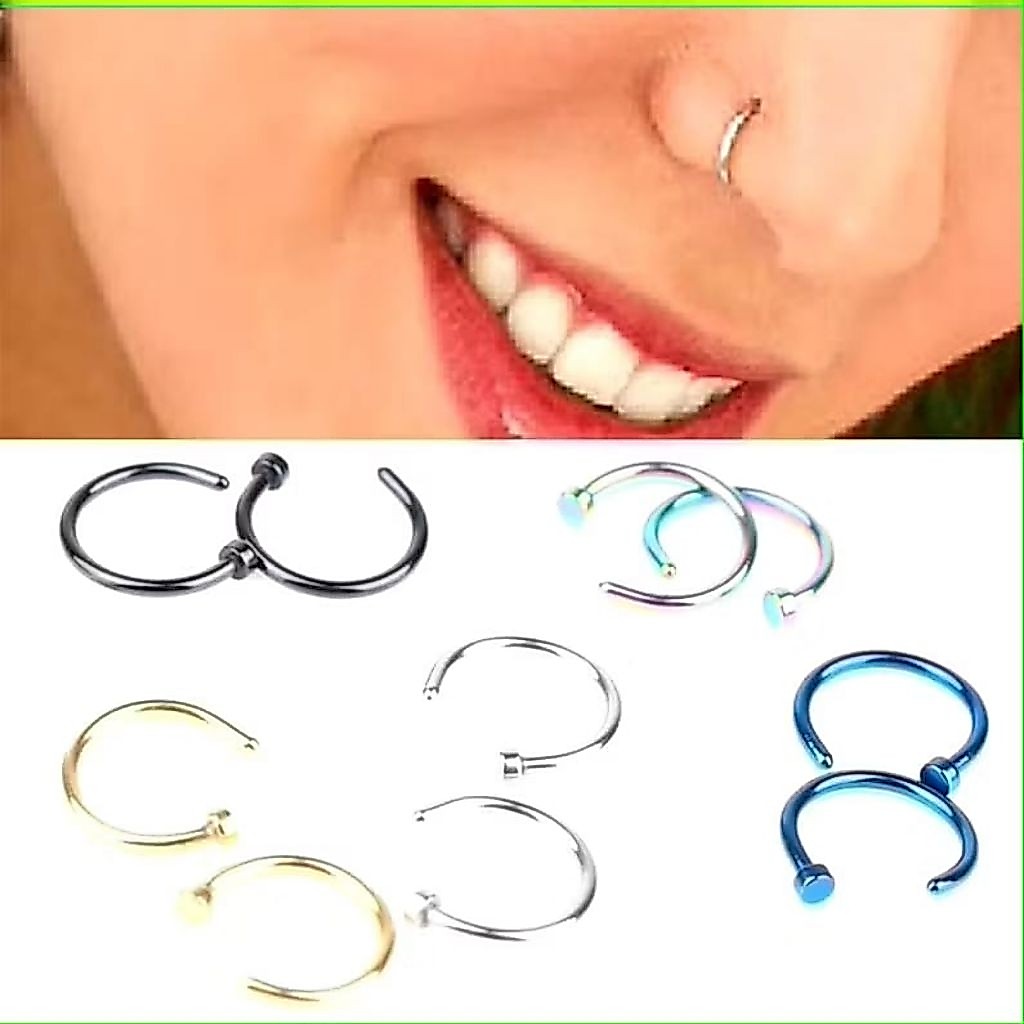 Cincin Hidung Polos Tanpa Tindik Hidung / Tindik Bibir Palsu