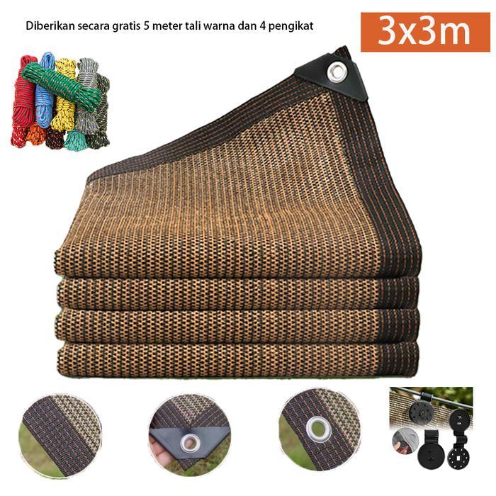 Sunny Coklat Paranet 99% Lebar 2/3/4/5/6 Meter Shading Net Nylon Anti Panas Enkripsi 12-Pin Jaring P