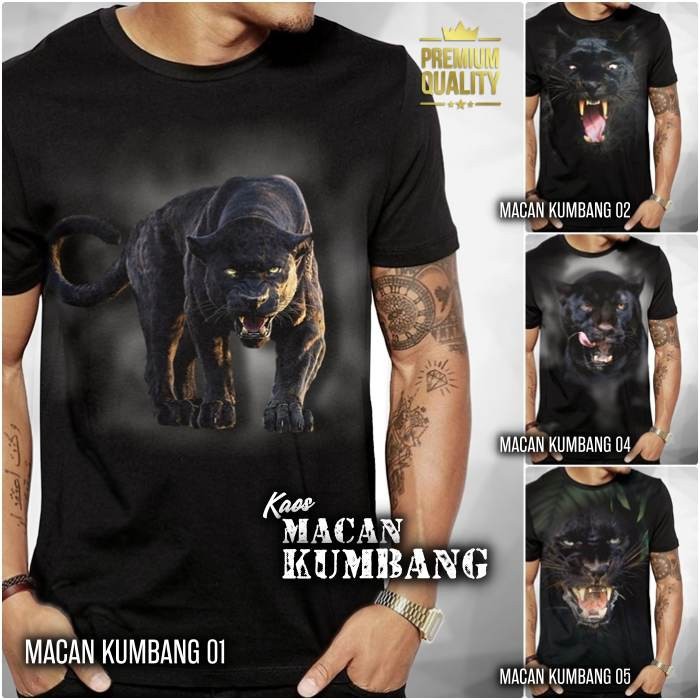 Baju Kaos MACAN KUMBANG Panther JAGUAR Harimau Hitam Maung ANIMAL Macan Kumbang Tiger S-2XL