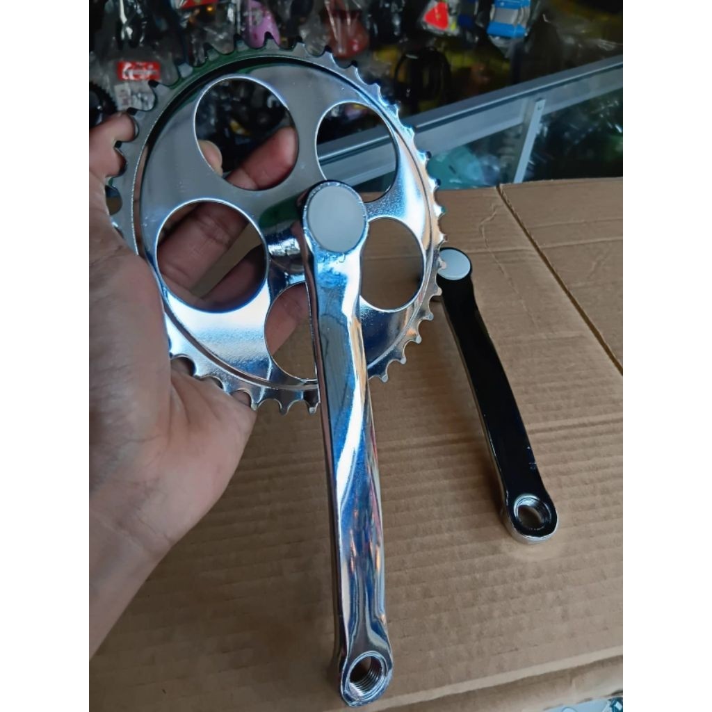 Crank Silver & hitam Crank single commuter minion mtb dll
