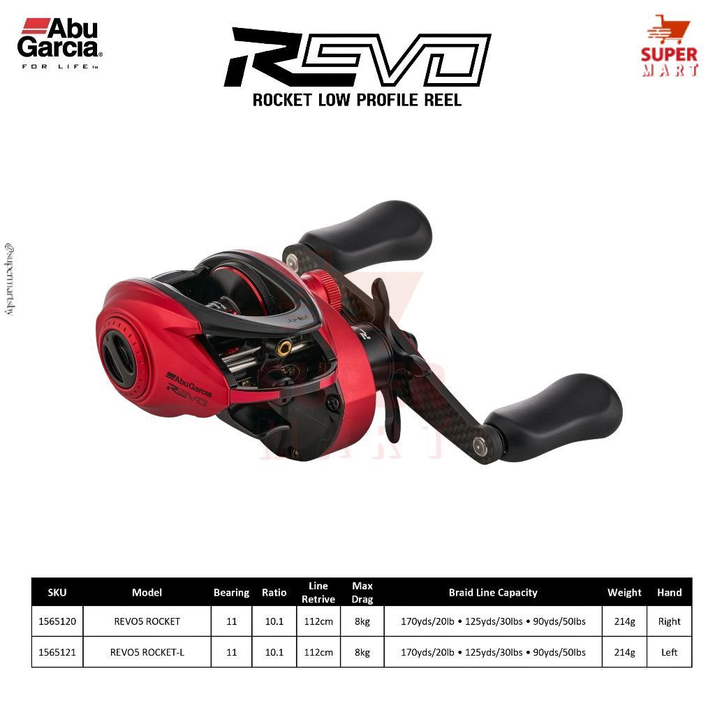 Supermartsby Reel Pancing Baitcasting ABU GARCIA Revo5 Rocket Mancing Casting BC Low Profile Left Ha