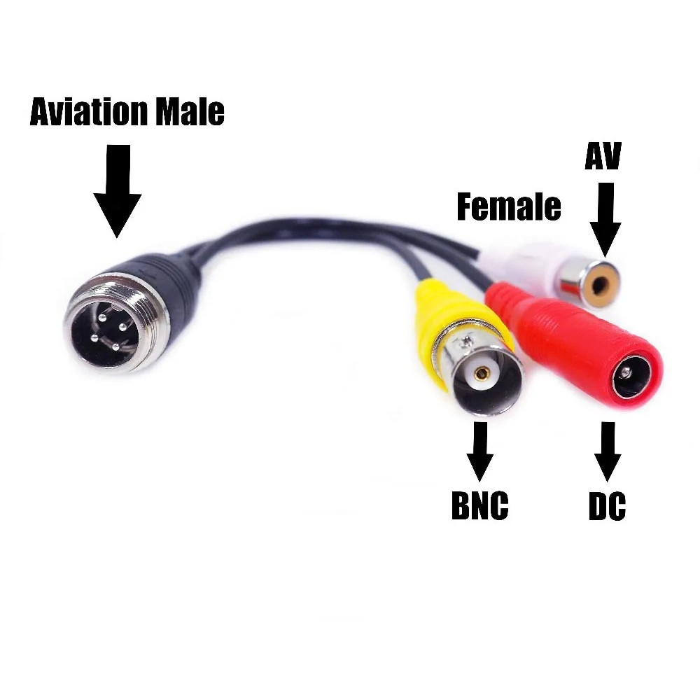 4 pin Aviation Cable Conector to BNC RCA Audio Video 12v Output Adaptor Cable for CCTV Camera Cable 