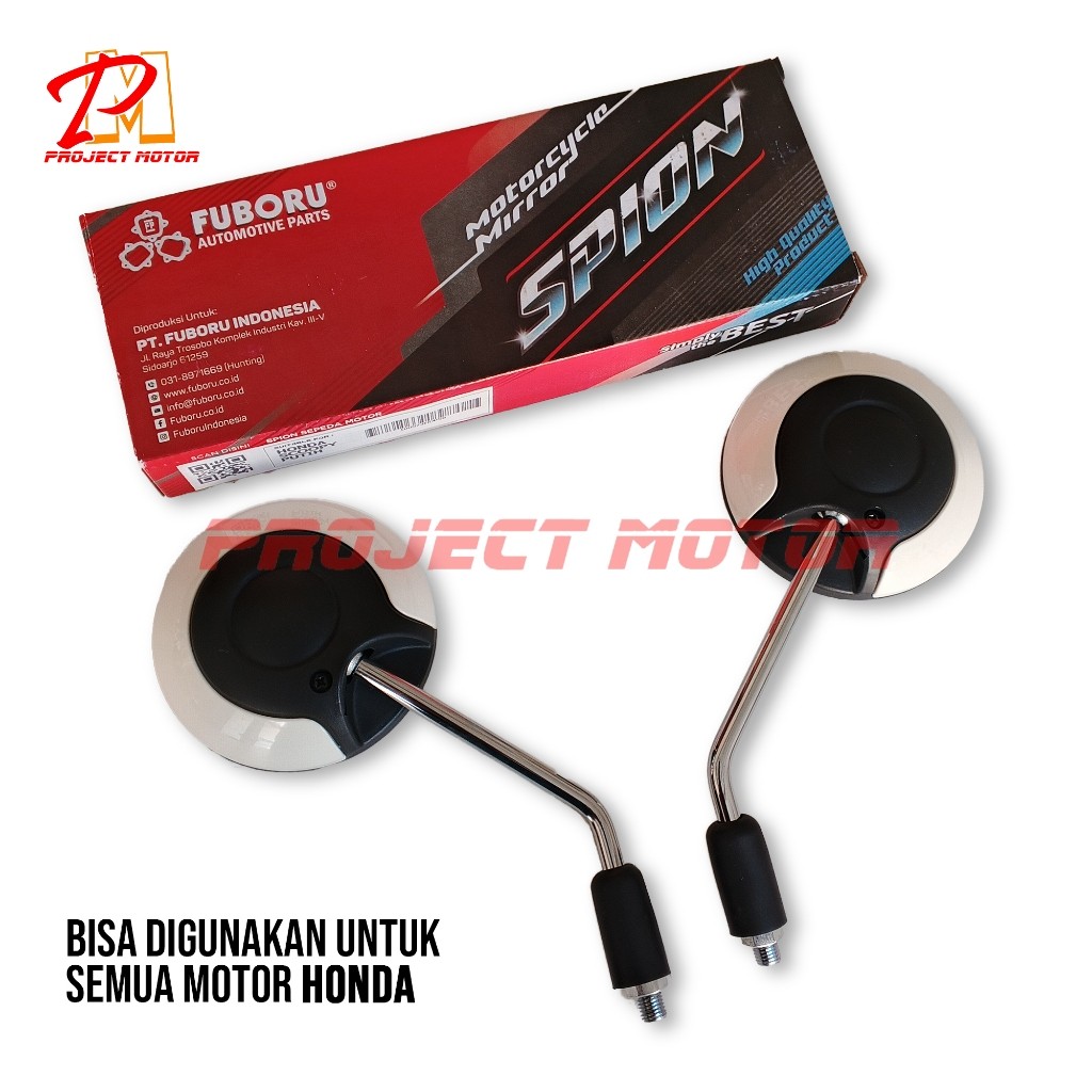 Spion Honda Scoopy Putih - Kaca Spion Motor Honda Universal Kualitas Premium - Fuboru Original