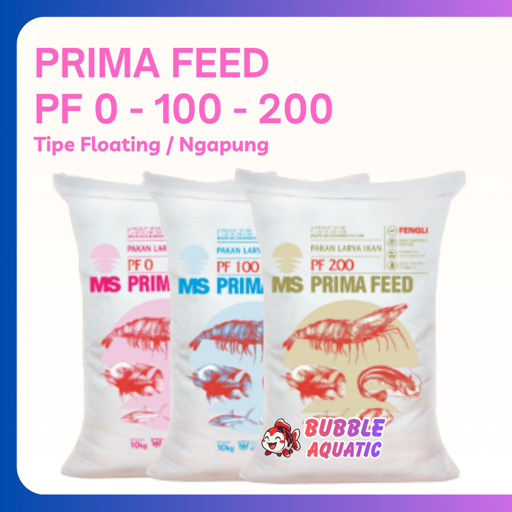 Pelet Larva Benih Ikan Prima Feed PF 0 / PF 100 / PF 200 Kemasan 500gr / 1.000gr