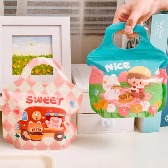 6862 Goodie Bag Permen Biskuit Anti Air Hampers Lucu Motif Kartun / Plastik Ziplock Mini Tas Jinjing