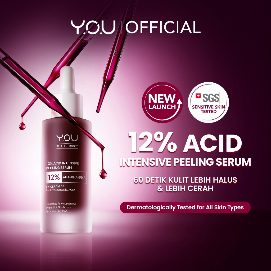 YOU 12% ACID INTENSIVE PEELING SERUM AHA BHA PHA Serum Eksfoliasi Untuk Kulit Cerah dan Halus You Sk