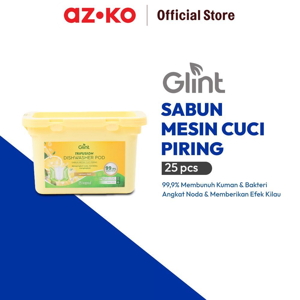AZKO Glint Lemon Zest Sabun Kapsul Mesin Cuci Piring Set 25 pcs - Kuning Sabun Mesin Pencuci Piring 