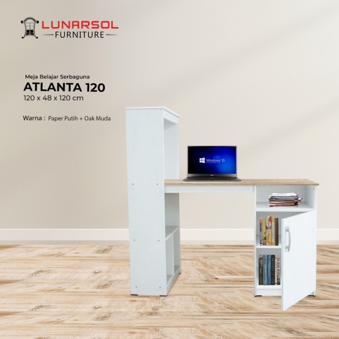Meja Komputer / Meja Laptop / Meja Belajar  Laci Atlanta 120 Merk Lunar + Rakit
