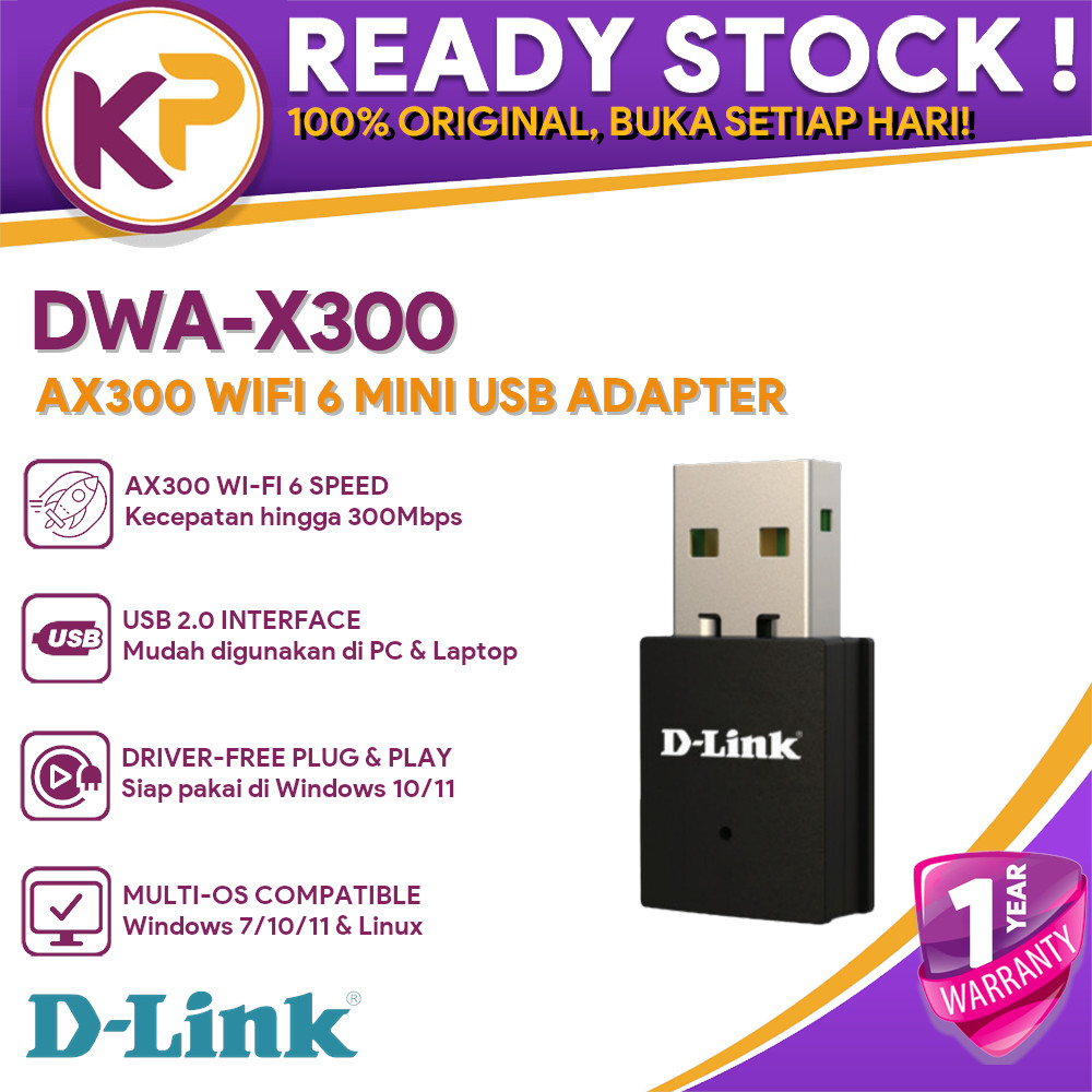 D-LINK DWA-X300 AX300 WIFI 6 MINI WIRELESS USB ADAPTER