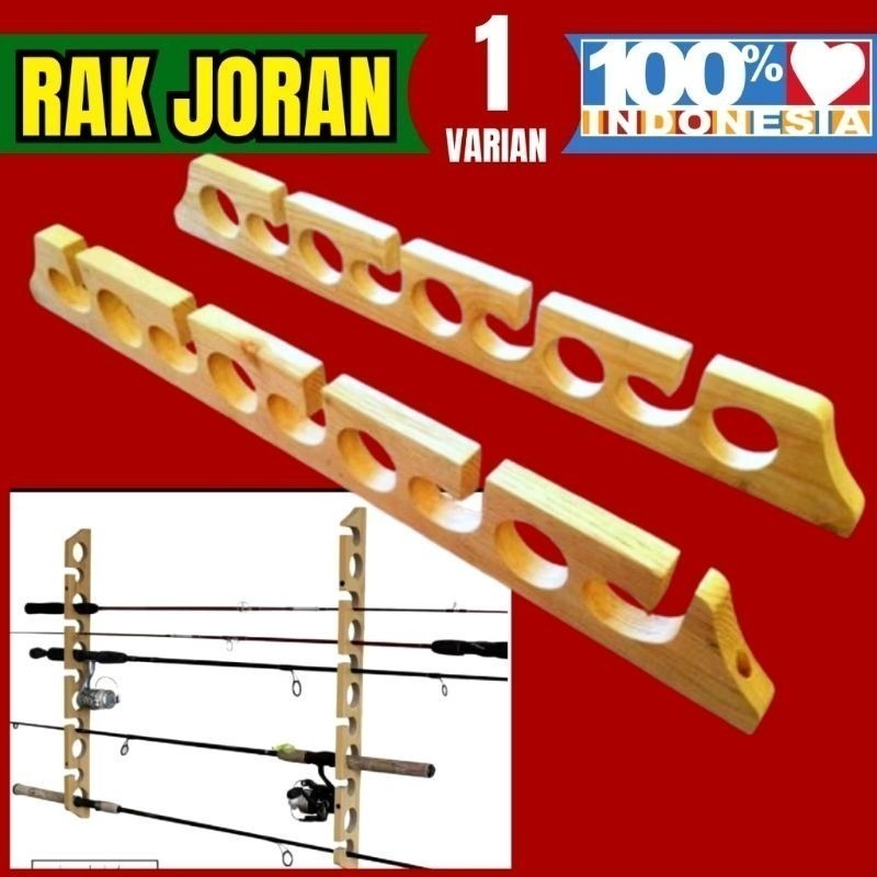 Rak Joran Tegak Kayu / Rak Joran Pancing Dinding Tegak / Rak Joran Kayu / Rak pancing kayu / Rak pan