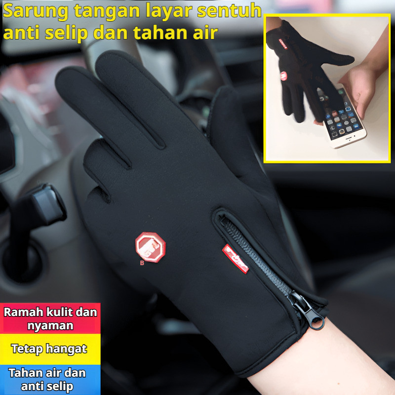 Anti Getar & Sentuh Layar  Sarung Tangan Outdoor Pria Wanita Untuk Motor/Ski/Sport - Touchscreen/Per