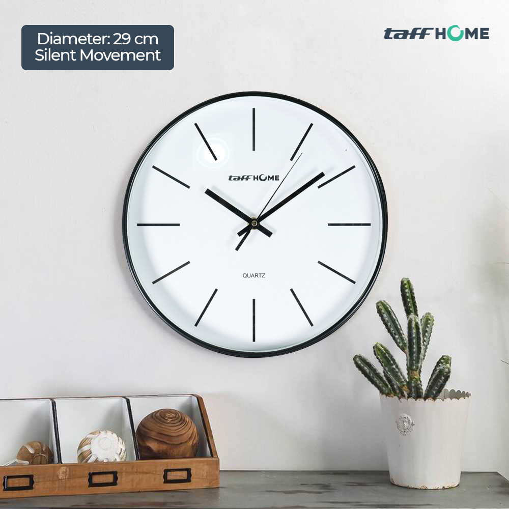 TaffHOME Jam Dinding Bulat Silent Movement Quartz Model Modern 29cm - H6589 -001