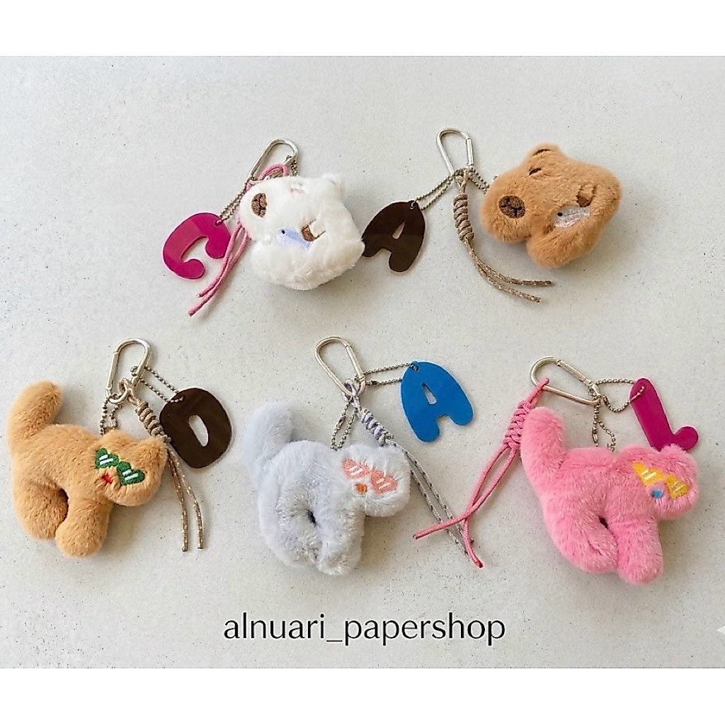 Gantungan Boneka Bulu Custom Huruf / Bag charm Boneka Lucu/ Keychain Boneka lucu/Ganci Boneka Bulu C